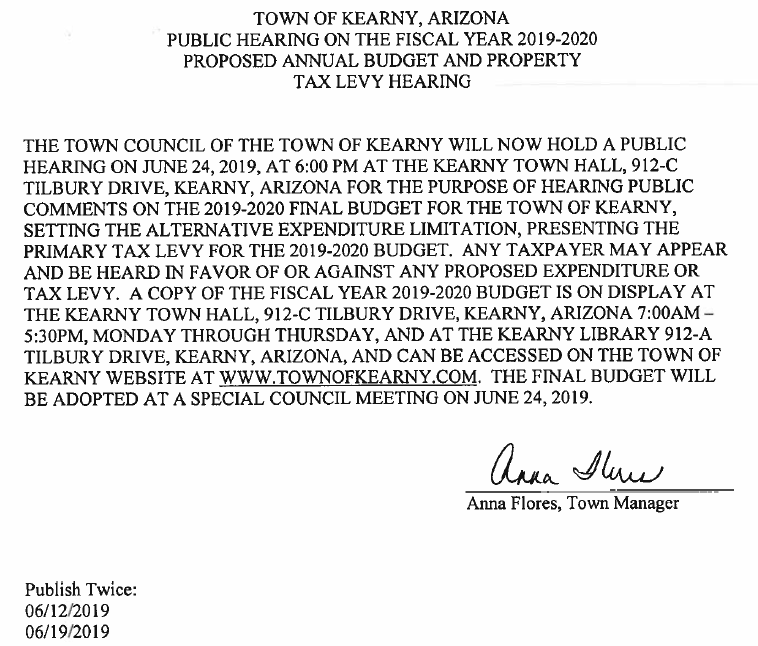 Pubic Hearing Notice June 12, 2019